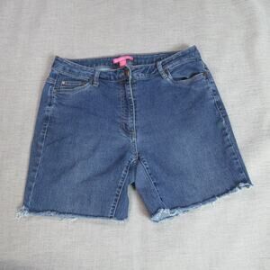 Woman Within Shorts Women Size 12W Blue Jean Denim Cowgirl Cut Off Ranch Momcore